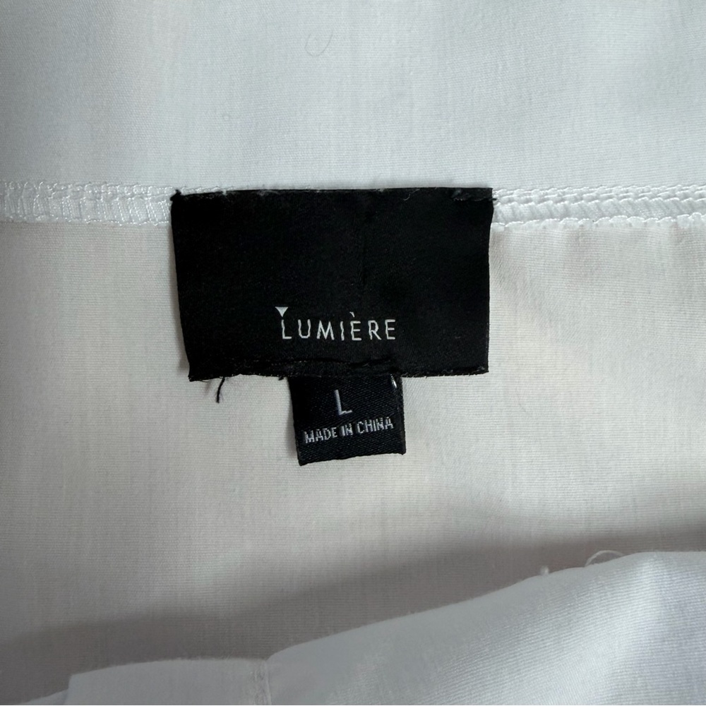 Lumière White Off Shoulder Blouse Pom Trim Boho Top Size L - Picture 3 of 5